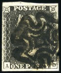 Stamp of Great Britain » 1840 1d Black and 1d Red plates 1a to 11 1840 1d Black group of 10 with four margins incl. 