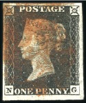 Stamp of Great Britain » 1840 1d Black and 1d Red plates 1a to 11 1840 1d Black group of 10 with four margins incl. 