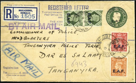 Stamp of British Occupation of Italian Colonies » Somalia 1947 (Dec 4) E.A.F. 3d registered envelope (size G