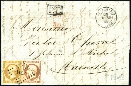 Stamp of Egypt » French Post Offices 1859 (22 Mar) Entire letter from Alexandria to Mar