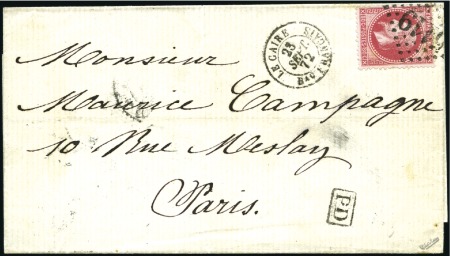 Stamp of Egypt » French Post Offices 1872 (23 Sep) Folded outer letter sheet from Cairo