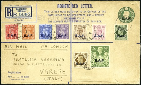 Stamp of British Occupation of Italian Colonies » Somalia 1947 (Aug 22) E.A.F. 3d registered envelope (size 