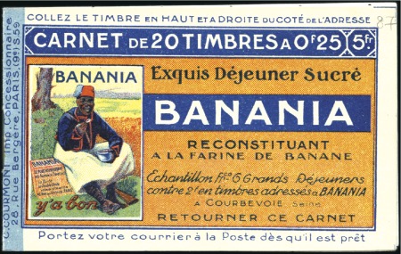 Stamp of Colonies françaises » Algérie 1924 Semeuse 25c surch., carnet complet de 20 timb
