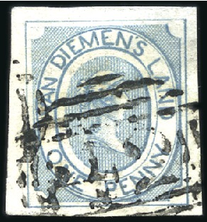 Stamp of Australia » Tasmania 1853 1d Blue used, intermediate impression, thin h