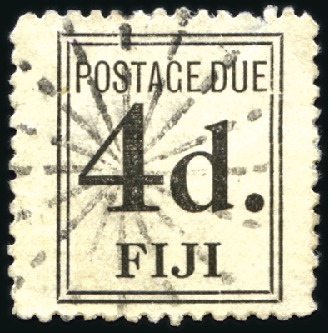 Stamp of Fiji 1917 Postage Due 4d black, used with Starburst can