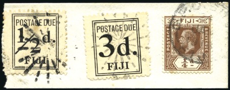 Stamp of Fiji 1917 Postage Due 1/2d black & 3d black, both tied 