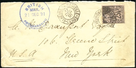 Stamp of Madagascar (British Post) 1891 (Dec 21) Envelope from the British mail to th