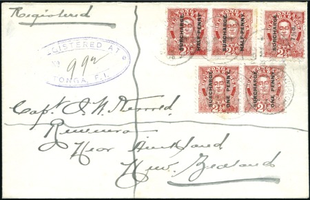 Stamp of Tonga 1895 (Aug 7) Envelope sent registered to New Zeala