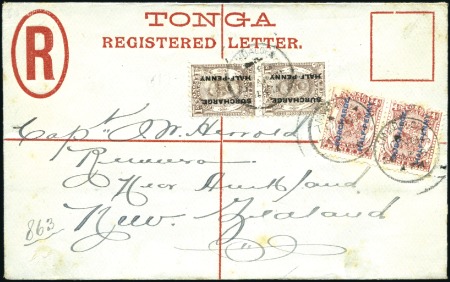 Stamp of Tonga 1895 (Apr 26) Registered envelope (H&G C1) to New 