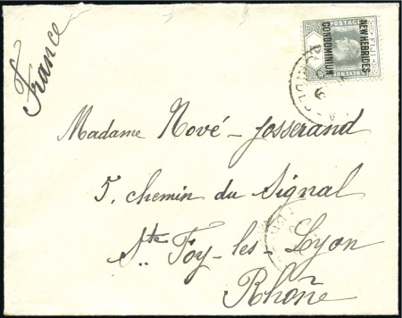 Stamp of New Hebrides 1910 Envelope to France with 1910 2d tied by Vila 