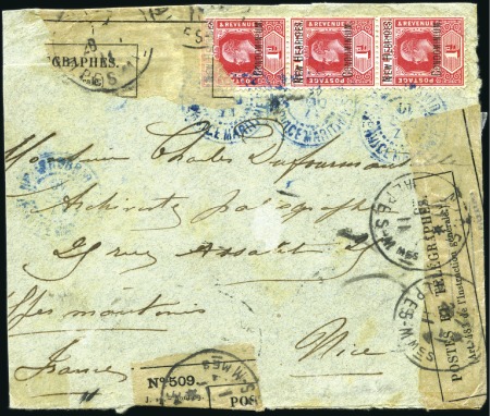Stamp of New Hebrides 1910 (Dec 17) Envelope to France with vert. strip 