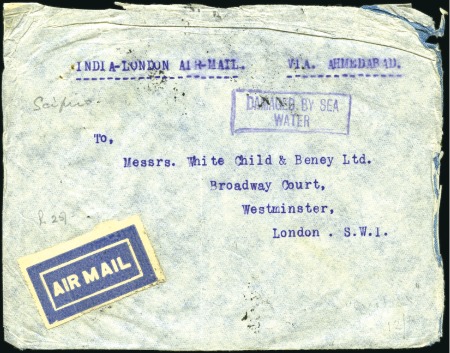 Stamp of India 1936 Pair of covers from the "Scipio" crash with t