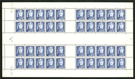 Stamp of Colonies françaises » Tunisie 15F bleu Sidi Lamine Pacha Bey en feuillle de 40 (