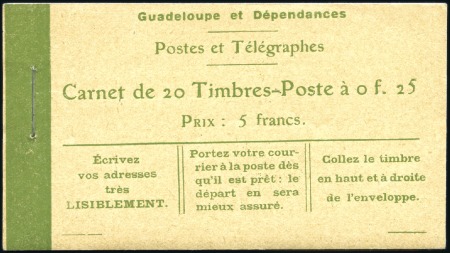 Stamp of Colonies françaises » Guadeloupe 1905 15c violet Mont Houelmont, carnet complet de 
