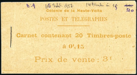 Stamp of Colonies françaises » Haute-Volta 1921 15c Rouge et orange en carnet avec 14 timbres