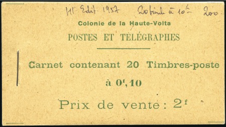 Stamp of Colonies françaises » Haute-Volta 1922 10c Vert-jaune et vert en carnet complet de 2