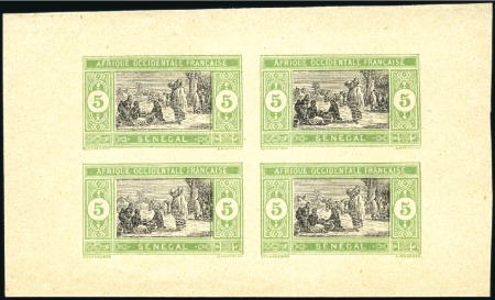 Stamp of Colonies françaises » Sénégal 1915 5c Essai d'un feuillet en vert et noir, non d