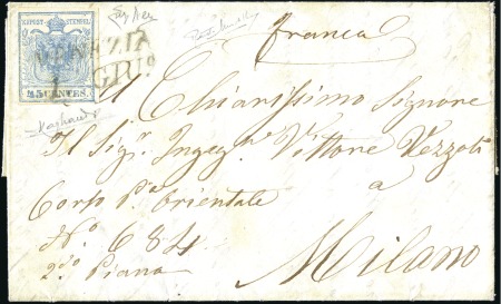 Stamp of Italian States » Lombardy Venetia USAGE OF THE 45 CENTS ON THE FIRST DAY OF ISSUE
