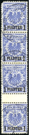 Stamp of Germany » German Foreign Offices » German Post in Turkey 1889-1900 1pi on 20pf vert. strip of four with gut