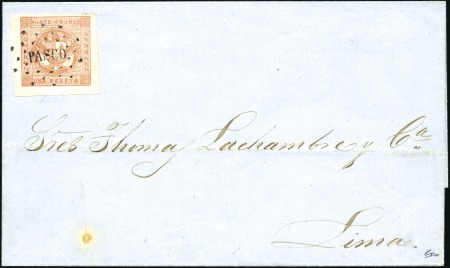 Stamp of Peru USED WITHIN THE FIRST MONTH OF ISSUE

1858 Folde