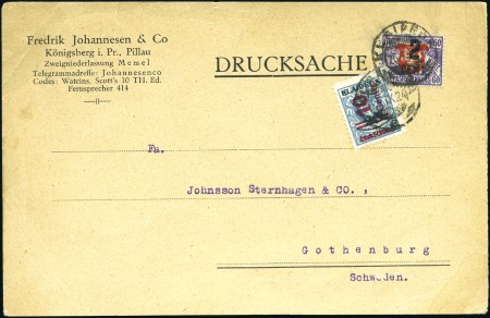 Stamp of Germany » Memel 1923 10c on 25M on 5c Greenish blue type II (large
