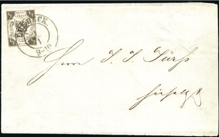 Stamp of German States » Lubeck EXTREMELY RARE USAGE

1859 Cover posted locally 