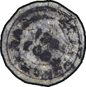Stamp of British Guiana 1850 4c Yellow on pelure paper, cut round with amp