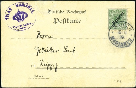 Stamp of Germany » German Colonies » Mariana Islands FIRST DAY OF USAGE

1899 Postcard from Saipan to