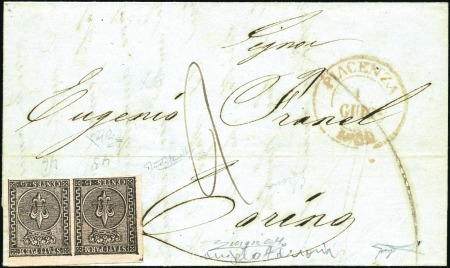Stamp of Italian States » Parma FIRST DAY OF USAGE

1852 Folded entire from Piac