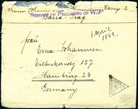 Stamp of Iraq 1949 Prisoner of War cover sent unfranked and pass