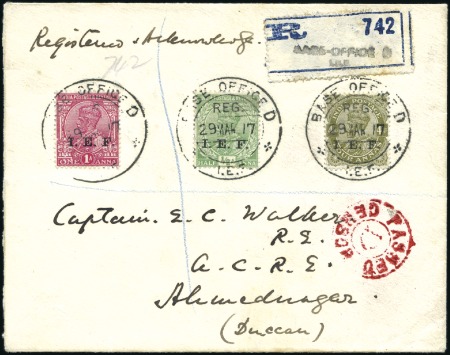 Stamp of Iraq I.E.F: 1917 (Mar 29) Envelope to Ahmednagar, India