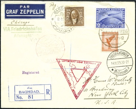 Stamp of Iraq ZEPPELIN: 1933 (Oct 8) South America-Chicago Graf