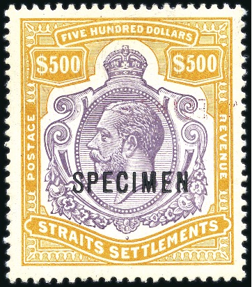 Stamp of Malaysia » Straits Settlements 1912-1923 $500 KGV purple & orange brown, mint og,