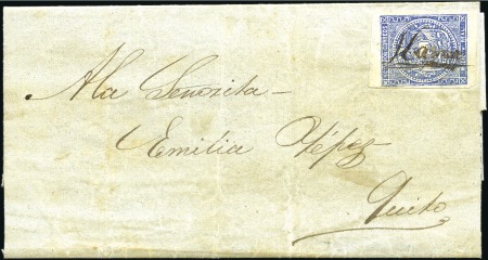 Stamp of Ecuador FIRST MONTH OF USAGE
1865 Folded entire from Ib