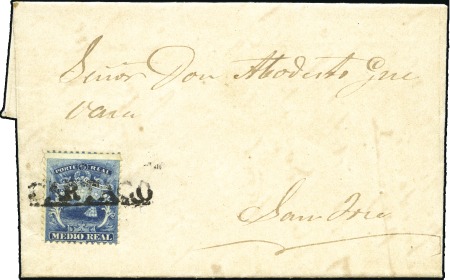 Stamp of Costa Rica VERY EARLY USAGE
1863 Folded entire from Cartag
