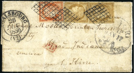 Stamp of France 1850 Rare tarif par paquebot américain à 60c de Ph