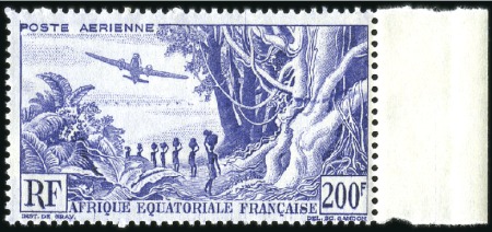 Stamp of Colonies françaises » Afrique Équatoriale 1947 Poste Aérienne 200F Violet au lieu de bleu, T