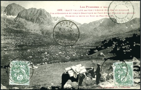 Stamp of Colonies françaises » Andorre (Poste française) 1926 Trois CPA avec timbres Andorre espagnol en co
