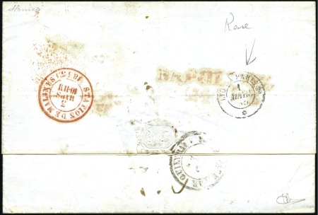 Stamp of France 1855 Lettre de Naples pour la Belgique avec au dos