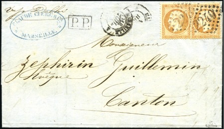 Stamp of France 1864 Lettre de Marseille pour Canton, CHINE, avec