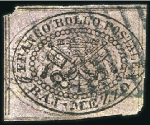 Stamp of Italian States » Papal States 1852 1/2b DOUBLE IMPRESSION, used, faults, very ra