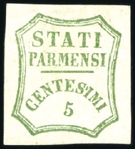 Stamp of Italian States » Parma 1859 5c Green, mint, very fine, rare, signed Diena
