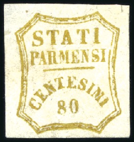 Stamp of Italian States » Parma 1859 80c Olive bister, mint, very fine, rare, sign