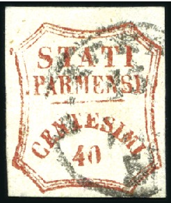 Stamp of Italian States » Parma 1859 40c Red used, very fine, rare, signed Diena,