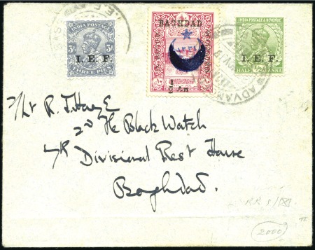 Stamp of Iraq 1917 (Nov 27) Envelope addressed to Baghdad with 1