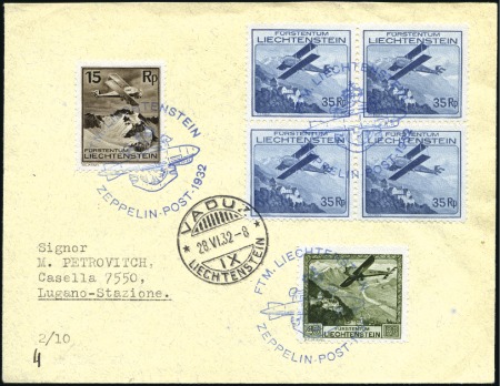 Stamp of Liechtenstein 1930-32 ZEPPELIN Fahrten nach Lausanne (2 Karten j