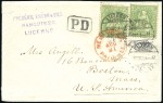 Stamp of Switzerland / Schweiz » Sitzende Helvetia Gezaehnt » Destinationen USA 1873: 25C grün (2) auf kleinformatigem Kuvert