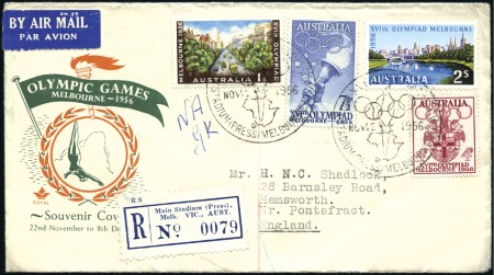 Stamp of Olympics REGISTERED LABEL: "Main Stadium (Press)" registere
