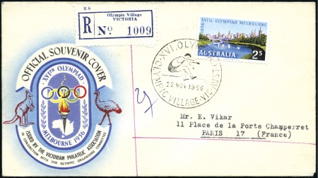 Stamp of Olympics REGISTERED LABEL: "Olympic Village" registered lab
