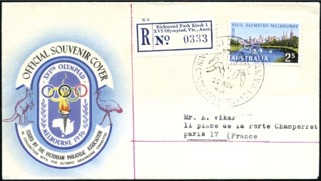 Stamp of Olympics REGISTERED LABEL: "Richmond Park Kiosk 1" register